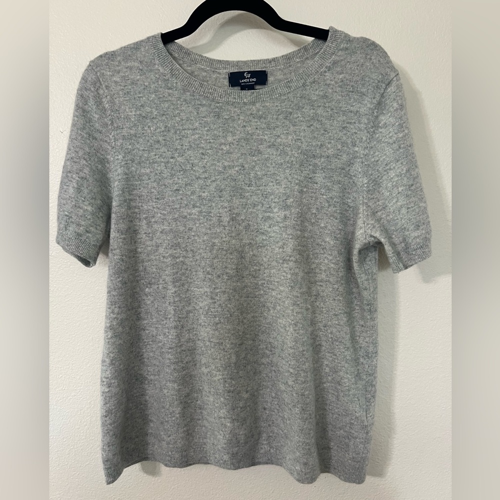 Lands' End Light Gray Cashmere Sweater